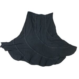 Vintage Star City Tiered Black Boho Festival Peasant Cotton Skirt, Waist 28 in.